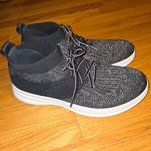 FitFlop Sneakers Womens Size 7.5 Black Uberknit High Slip On  Comfort Shoes